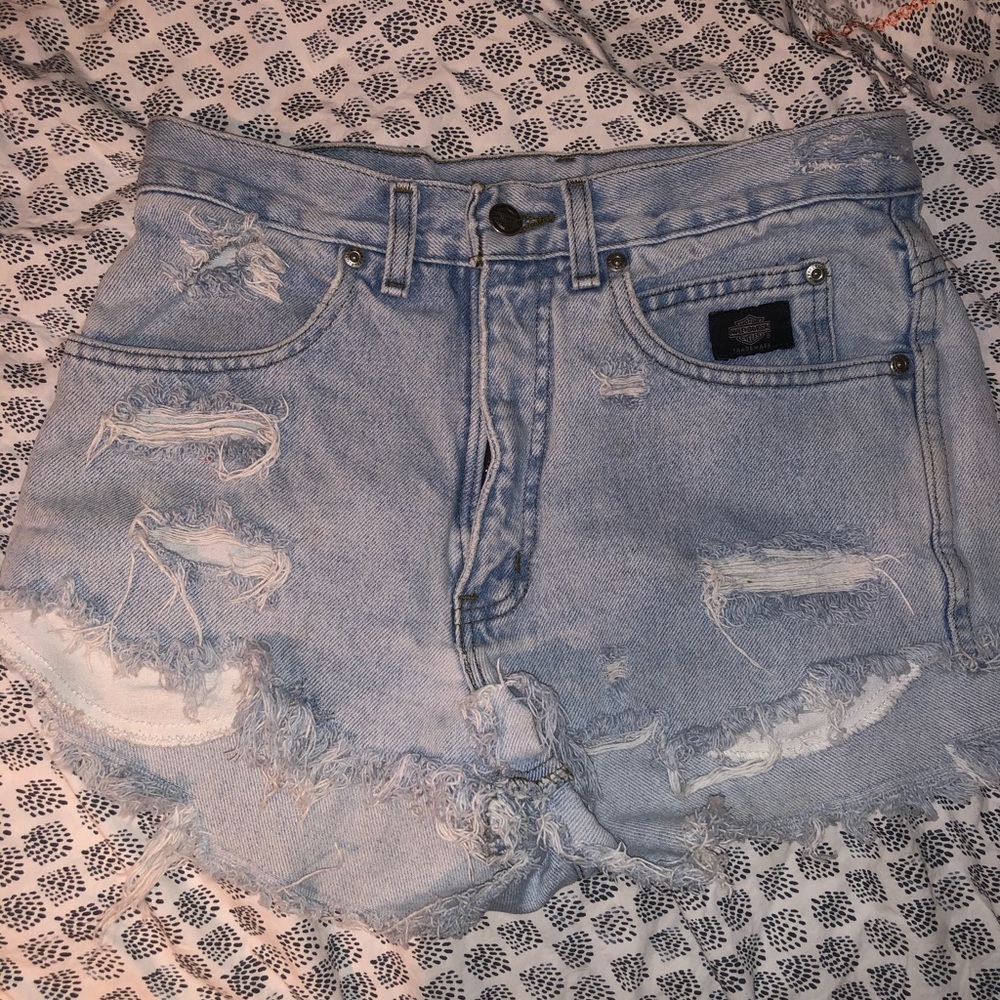 Harley Davidson vintage jean shorts distressed 28